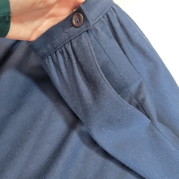 Vintage Navy Blue Wool Pendleton Midi Skirt 12 - Picture 3 of 6